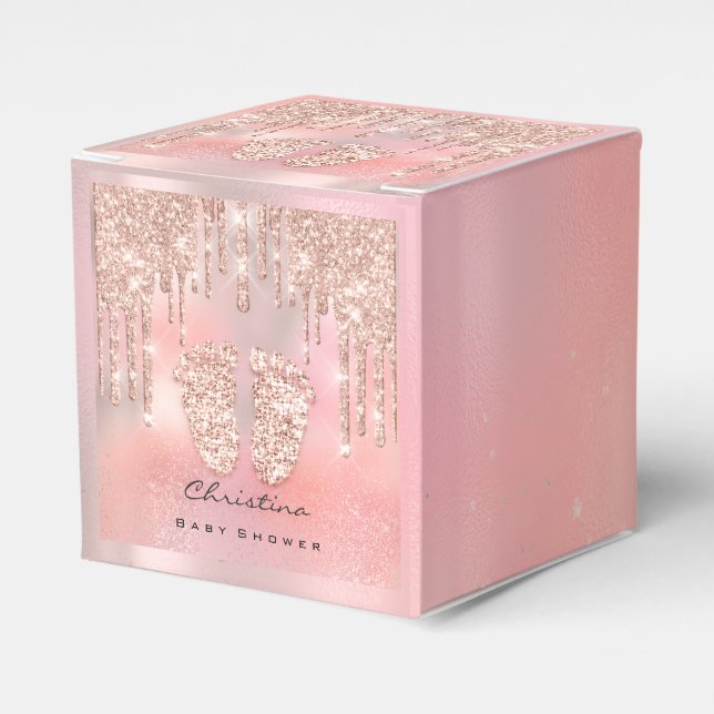 Caja Para Regalos Purpurina rosa Rosa de las gotas de los pies dulce (Costado Anverso)