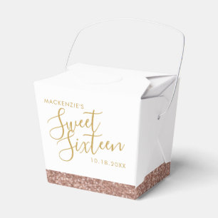 Caja Para Regalos Purpurina Rosa Rosa Oro Dulce 16 Nombre Mini Sacad