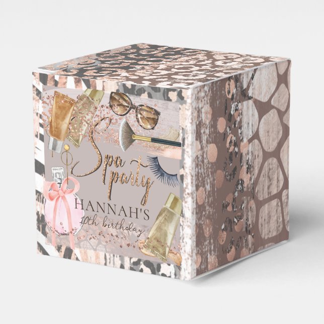 Caja Para Regalos Purpurina Safari de cumpleaños (Costado Anverso)