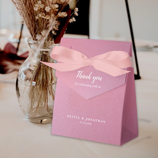 Caja Para Regalos Purpurina simple Rosa Oro Gracias Boda (Simple Glitter Rose Gold Thank You Wedding Favor Box)