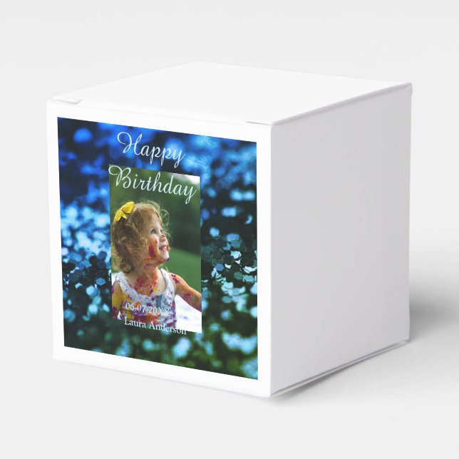 Caja Para Regalos Purpurina verde azul foto niños cumpleaños óxido m (Costado Anverso)