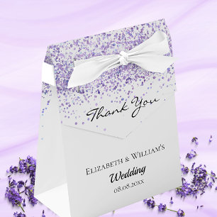 Caja Para Regalos Purpurina violeta blanca gracias boda