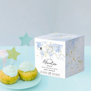 Caja Para Regalos "¡Que comience la aventura!" Baby Shower de mapa d