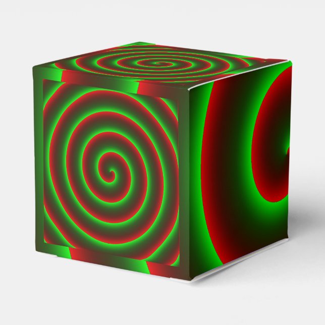 Caja Para Regalos ¿Quer mudar o vermelho? Espiral verde chamativo. (Reverso Costado)