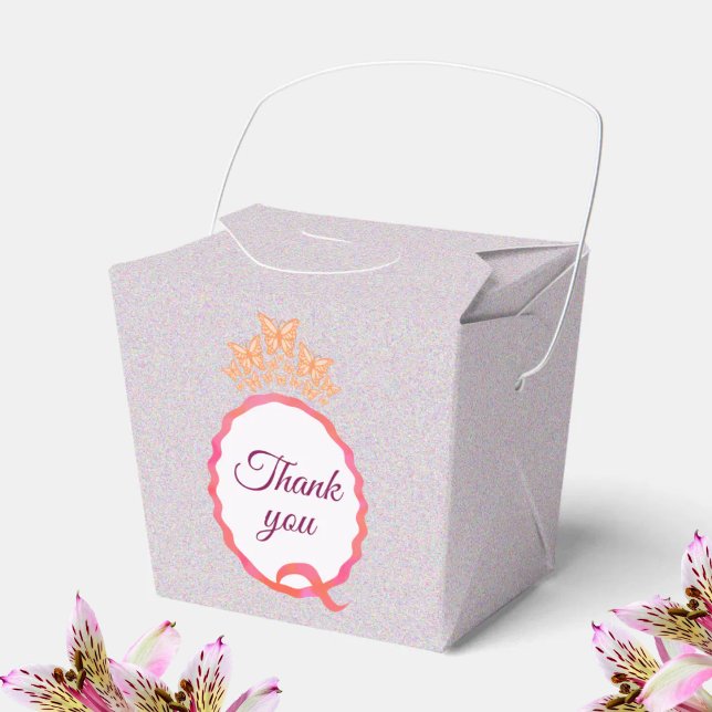 Caja Para Regalos Quinceañera Butterfly Crown Squiggle Thank You (Subido por el creador)