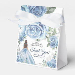 Caja Para Regalos Quinceañera Dusty Blue Flowers Party Favor Box