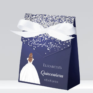 Caja Para Regalos Quinceanera fiesta de vestimenta blanca azul marin