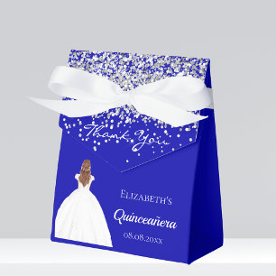 Caja Para Regalos Quinceanera fiesta de vestimenta blanca azul real