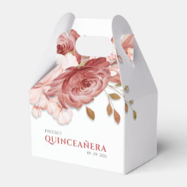 Caja Para Regalos Quinceanera Pink Floral Botánica 15º cumpleaños