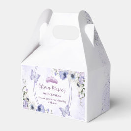 Caja Para Regalos Quinceañera Purple Lilac Floral Tiara Butterflies