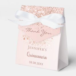 Caja Para Regalos Quinceanera rosa de oro purpurina de color rosa