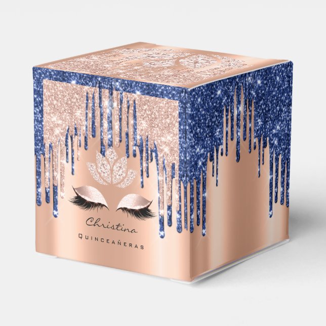 Caja Para Regalos Quinceañeras dulce 16ª marina de Rosa nodal (Reverso Costado)