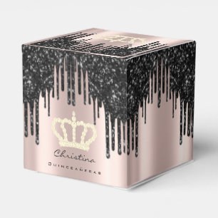 Caja Para Regalos Quinceañeras dulce 16ª Rosa nupcial corona negro