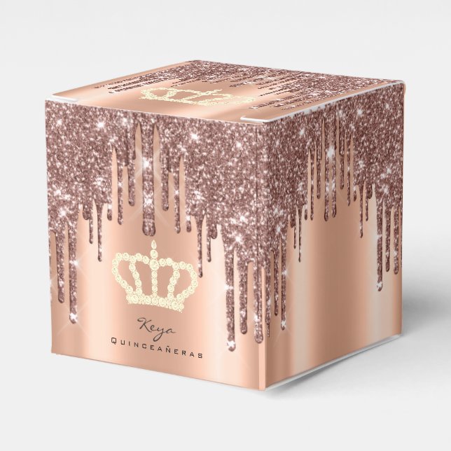 Caja Para Regalos Quinceañeras Dulce Rosa de Novias Keya (Costado Anverso)