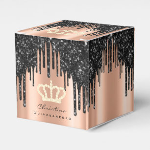 Caja Para Regalos Quinceañeras Dulce Rosa de Novias Royal Black