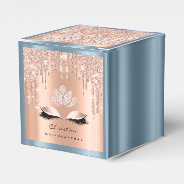 Caja Para Regalos Quinceañeras DustyBlue dulce Rosa de novias (Costado Anverso)