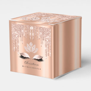 Caja Para Regalos Quinceañeras Sweet 16th Bridal Rosa Drip Purpurina