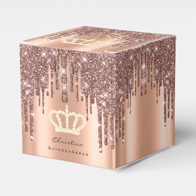 Caja Para Regalos Quinceañeras Sweet 16th Bridal Rosa Royal (Costado Anverso)