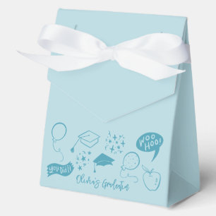 Caja Para Regalos Quirky Doodle Graduation Party Blue
