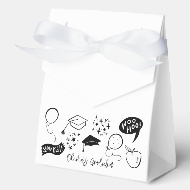 Caja Para Regalos Quirky Doodle Graduation Party White (Anverso)