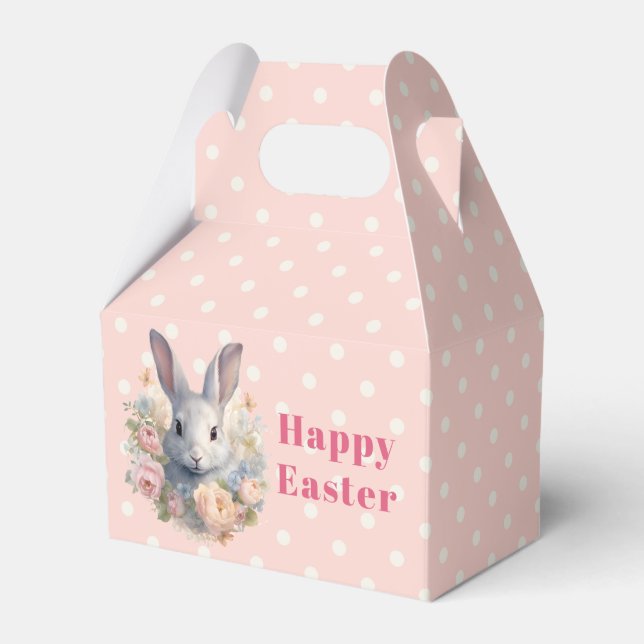 Caja Para Regalos Rabbit Surrounded by Pastel Flowers Cute Easter (Front Side)