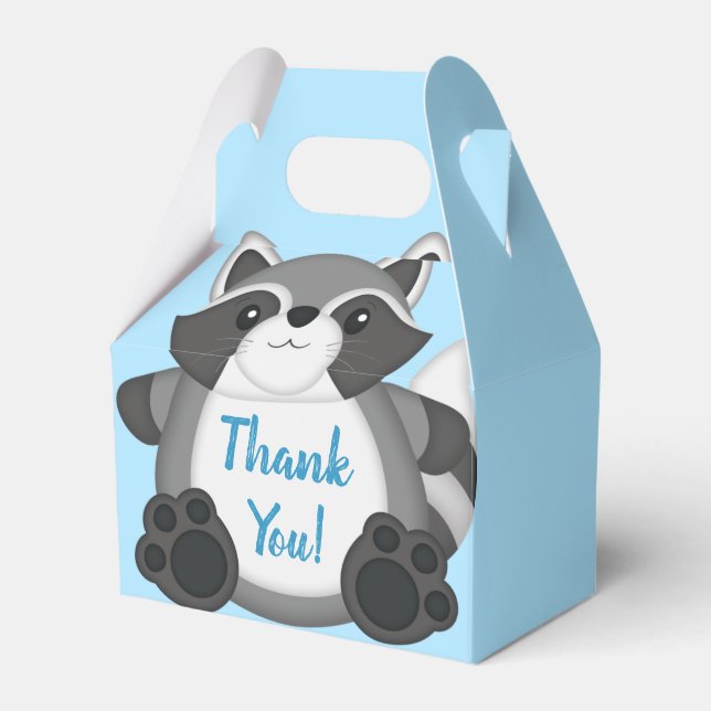Caja Para Regalos Raccoon Baby Shower Blue (Front Side)
