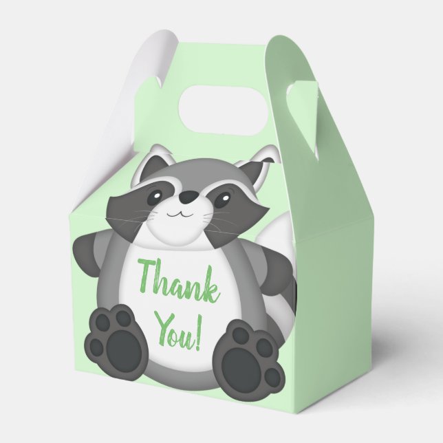 Caja Para Regalos Raccoon Baby Shower Green (Front Side)