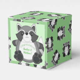 Caja Para Regalos Raccoon Baby Shower Green