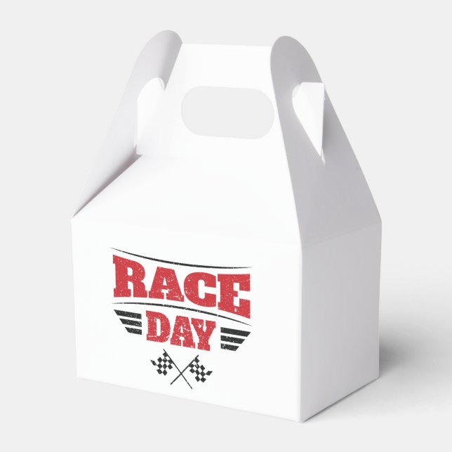 Caja Para Regalos Race Day Checkered Flag Car Carreras (Front Side)