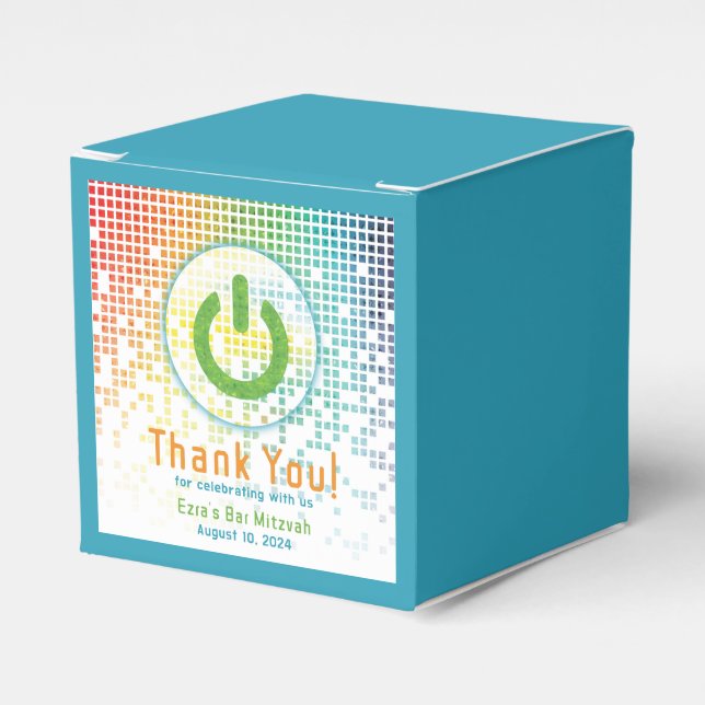 Caja Para Regalos Rainbow Pixels Video Game Gamer Bar Mitzvah (Costado Anverso)