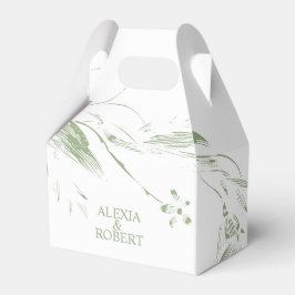 Caja Para Regalos Rama con boda de flores verdes y blancas de sabio