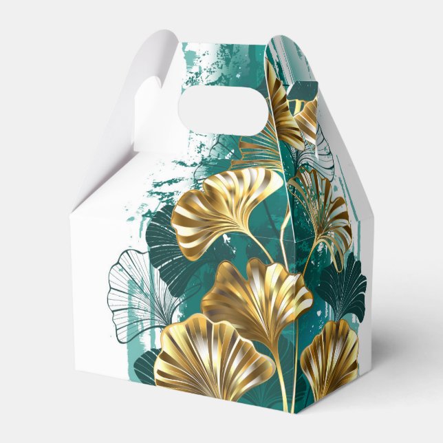 Caja Para Regalos Rama con hojas doradas Ginko Biloba (Front Side)