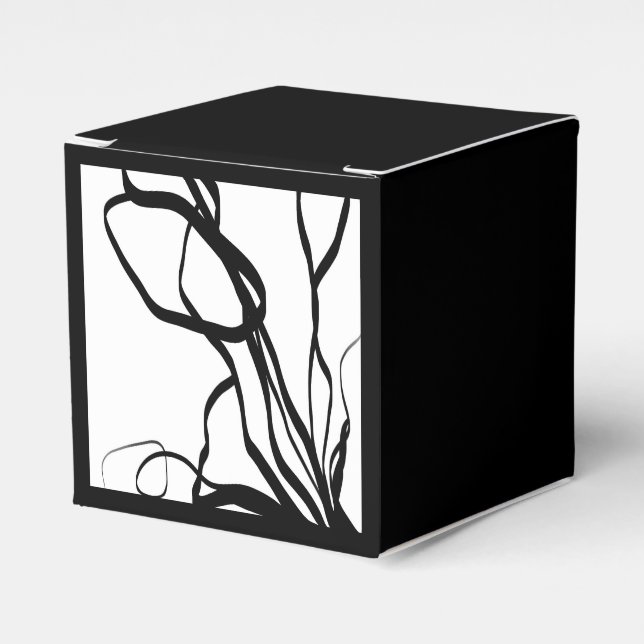 Caja Para Regalos Ramo Blanco: Blanco y Negro Abstracto (Costado Anverso)