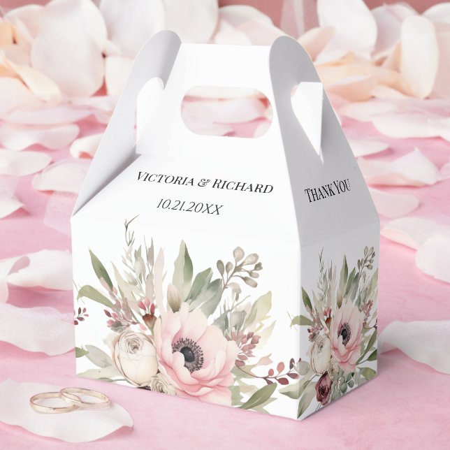 Caja Para Regalos ramo floral de acuarela rústica (Boda)