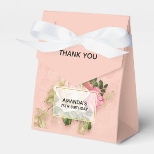 Caja Para Regalos Ramo floral de rosa rosa y blanca