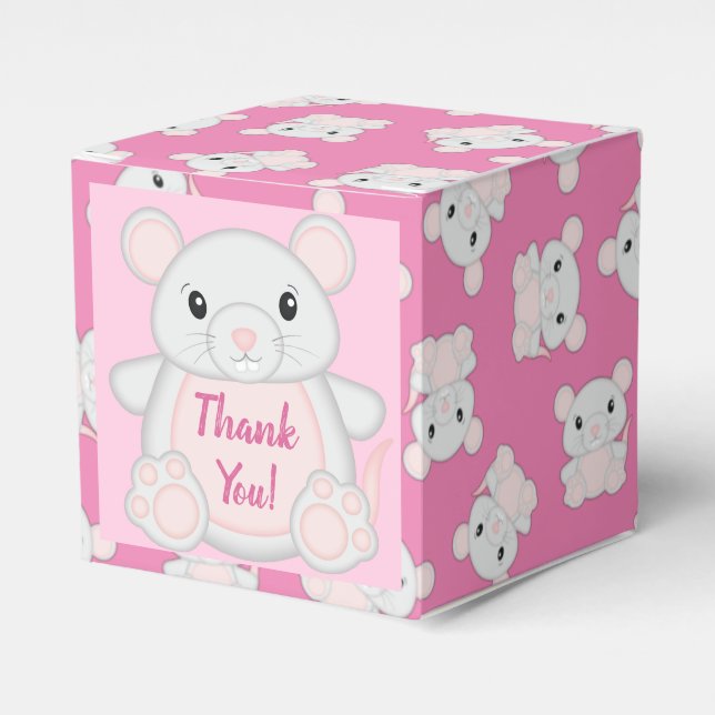 Caja Para Regalos Ratón Baby Shower Pink (Costado Anverso)