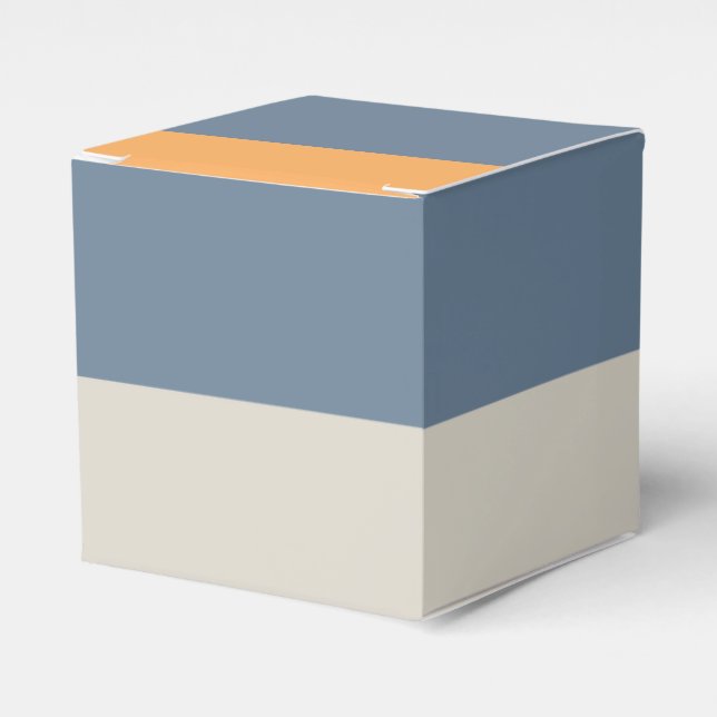 Caja Para Regalos Rayado Azul y Naranja (Costado Anverso)