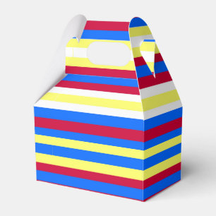 Caja Para Regalos Rayas amarillas, rojas, blancas y azules