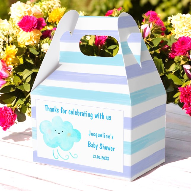 Caja Para Regalos Rayas blancas azules de Baby Shower (Subido por el creador)