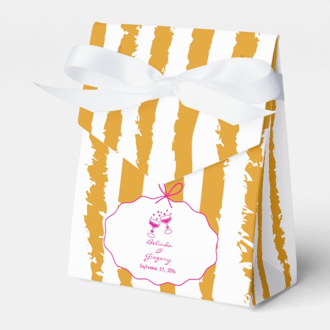 Caja Para Regalos Rayas Caprichosas Boda Pintada a Mano (Front Side)