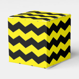 Caja Para Regalos Rayas Chevron Modernas Zigzag Negro y Amarillo