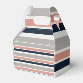 Caja Para Regalos Rayas costeras rosas azules de la Marina Gris