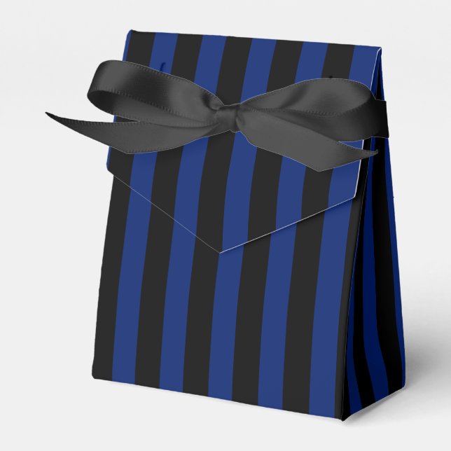 Caja Para Regalos Rayas de caramelo azul y negro (Front Side)
