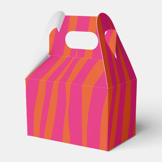 Caja Para Regalos Rayas de cebra rosa y Naranja (Front Side)