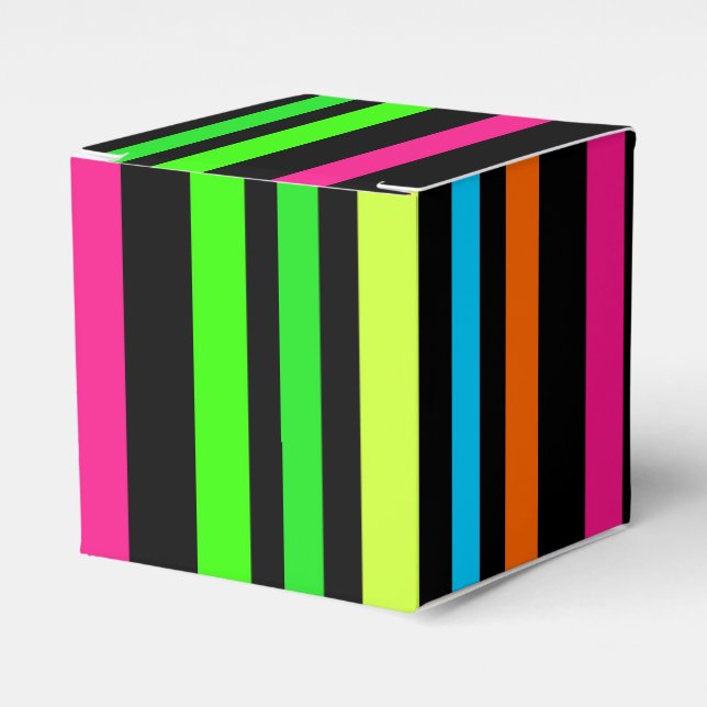 Caja Para Regalos Rayas de neón (Costado Anverso)