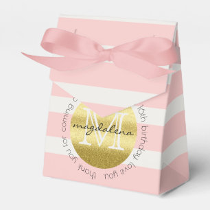 Caja Para Regalos Rayas del rosa del purpurina del oro del monograma