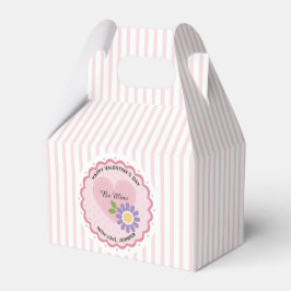 Caja Para Regalos Rayas Florales Rosadas San Valentín