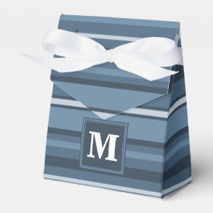 Caja Para Regalos Rayas gris-azules del monograma