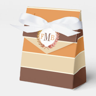 Caja Para Regalos Rayas marrones beige terracota, iniciales boda
