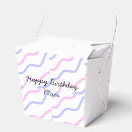 Caja Para Regalos Rayas moradas rosadas feliz cumpleaños añadir nomb